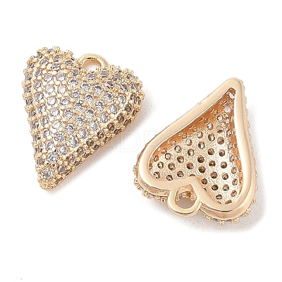 Brass Micro Pave Clear Cubic Zirconia Pendants KK-S388-01G-02-1