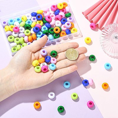 100Pcs 10 Colors Opaque Acrylic European Beads SACR-FS0001-51-1