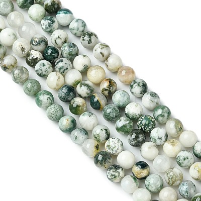 Natural Tree Agate Beads Strands G-K194-6mm-02-1