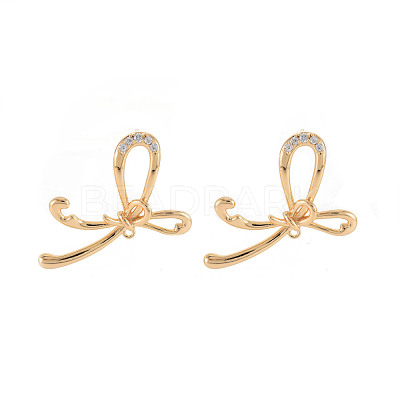 Brass Micro Pave Clear Cubic Zirconia Stud Earring Finding KK-S356-664-NF-1