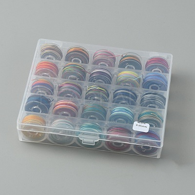 25 Rolls 25 Colors Round Segment Dyed Waxed Polyester Thread String YC-YW0001-02C-1