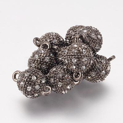 Alloy Rhinestone Magnetic Clasps with Loops RB-H116-2-B-1