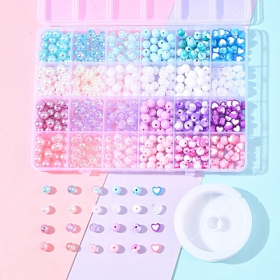 DIY Round Beads Bracelets Making Kits DIY-FS0008-80-1