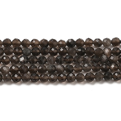 Natural Silver Sheen Obsidian Beads Strands G-E608-A02-B-1