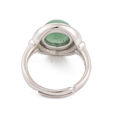 Natural Green Aventurine Round Adjustable Rings RJEW-K271-04P-10-1