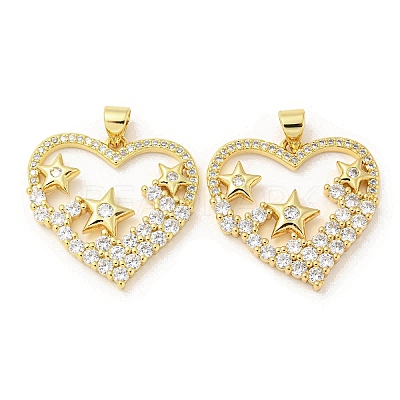 Rack Plating Brass Micro Pave Cubic Zirconia Pendants KK-F869-22G-1