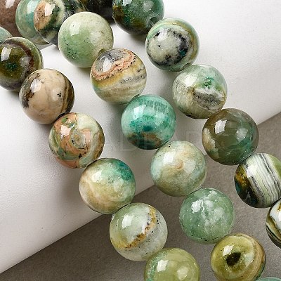 Natural Green Line Jasper Beads Strands G-L639-A01-10mm-1
