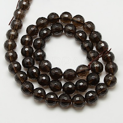 Smoky Quartz Beads Strands X-GSFR6mm176-128-1