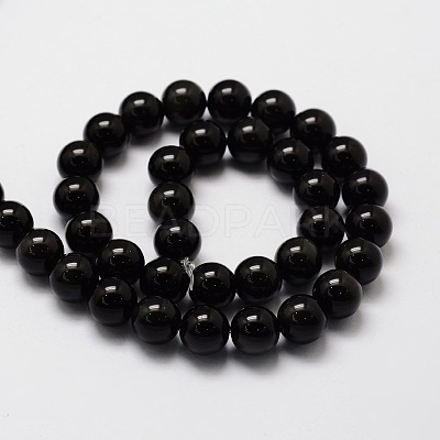 Natural Obsidian Round Beads Strands G-E329-6mm-37-1