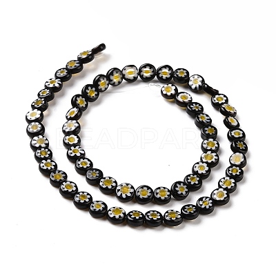 Flat Round Handmade Millefiori Glass Beads LK-R004-55-A-1