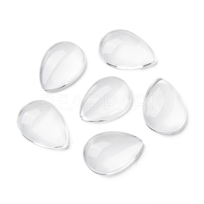 Transparent Teardrop Glass Cabochons GGLA-R024-18x13-1
