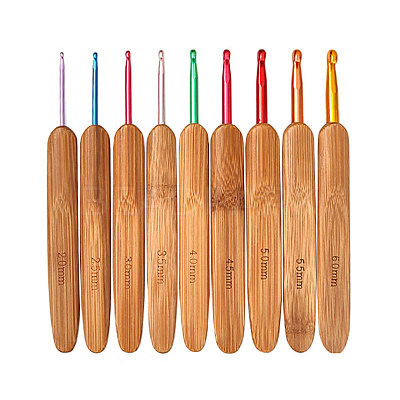 Bamboo Handle Head Crochet Hook Set PW-WG43581-01-1