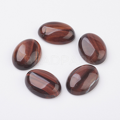 Natural Dyed & Heated Red Tiger Eye Flat Back Cabochons X-G-G741-30x40mm-13-1