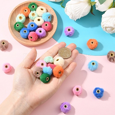 30Pcs 10 Colors Imitation Rabbit Hair European Beads FIND-YW0010-16-1