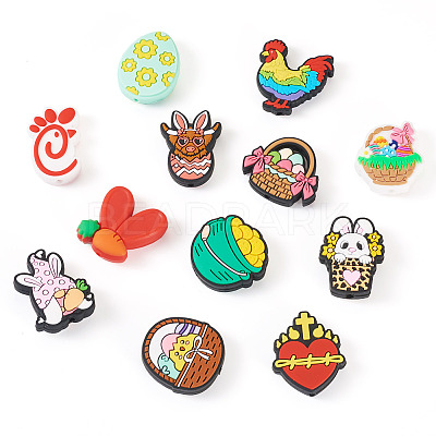 12Pcs 12 Styles Easter Silicone Focal Beads SIL-TA0002-56-1