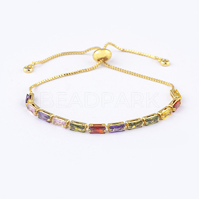 Brass Micro Pave Cubic Zirconia Slider Bracelets FS-WG49F5F-01-1