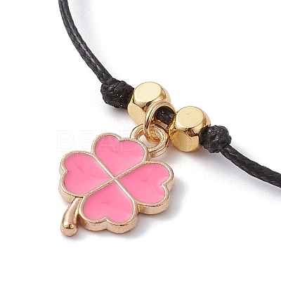 Alloy Enamel Clover Charm Bracelet BJEW-JB09962-02-1
