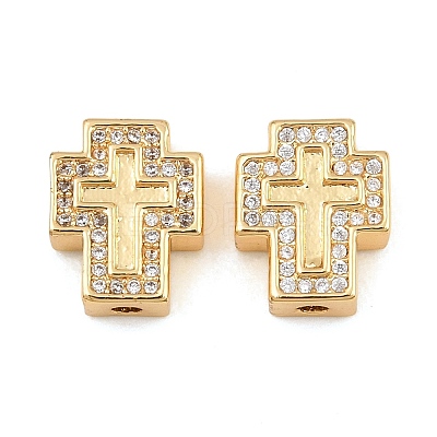 Brass Micro Pave Clear Cubic Zirconia Beads CU-CBA1F4D-01G-1