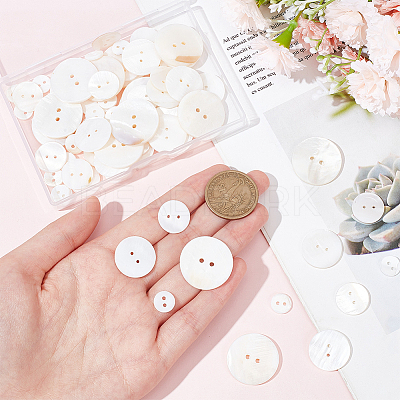 70Pcs 4 Styles 2-Hole Freshwater Shell Buttons BUTT-FG0001-16-1