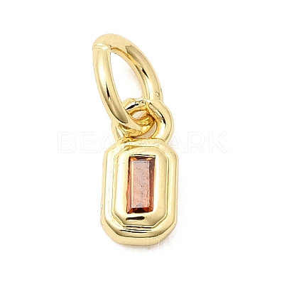 Brass Cubic Zirconia Charms KK-G554-02D-04-1