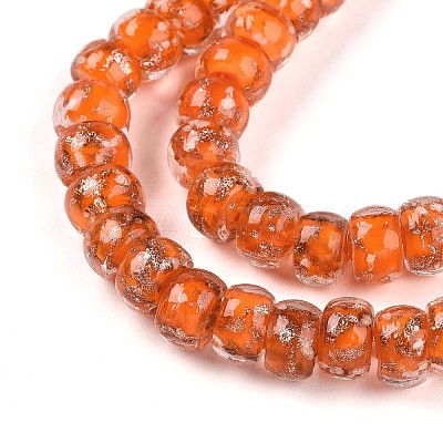 Luminous Handmade Gold Foil Glass Beads Strands FOIL-N029-02A-08-1