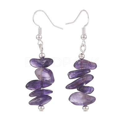Natural Amethyst Chips Beaded Jewelry Set SJEW-JS01232-03-1
