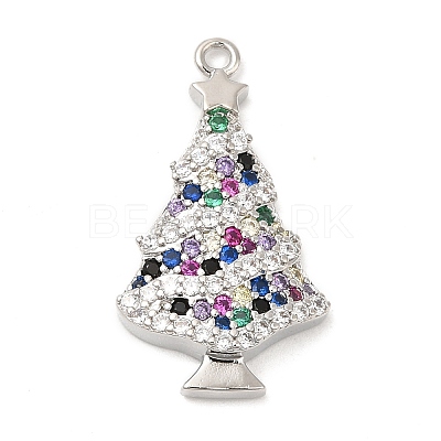 Rack Plating Brass Pave Cubic Zirconia Pendants KK-R150-07P-1