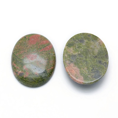 Natural Unakite Cabochons G-P393-I07-1