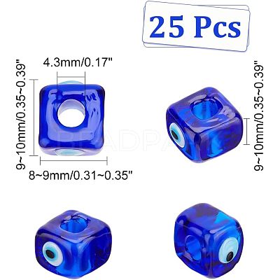 Handmade Evil Eye Lampwork European Beads LAMP-NB0001-70A-1