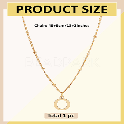 1Pc Brass Chain & 304 Stainless Steel Letter Pendant Necklaces NJEW-LP0001-35O-G-1