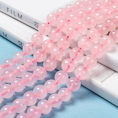 Natural  Rose Quartz Beads Strands G-L104-8mm-01-1
