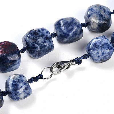 Natural Blue Spot Jasper Nuggets Beaded Necklaces for Women Men NJEW-K388-01M-1
