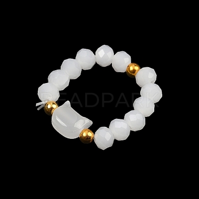 2Pcs Cat Shape Glass Beaded Beads Finger Rings WG1374D-03-1