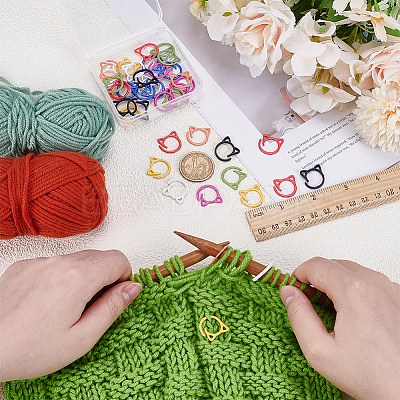40Pcs 8 Colors Iron Knitting Stitch Marker Rings DIY-FG0007-90-1