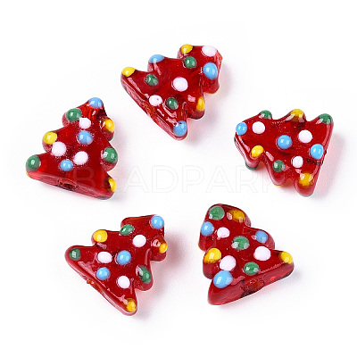 Christmas Theme Handmade Lampwork Bumpy Beads LAMP-G142-06-M-1