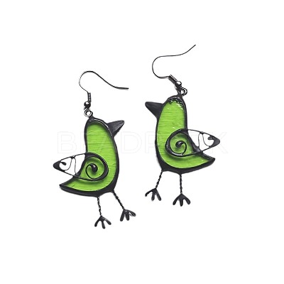 Bird Alloy Resin Dangle Earrings FS-WG8BC40-01-1