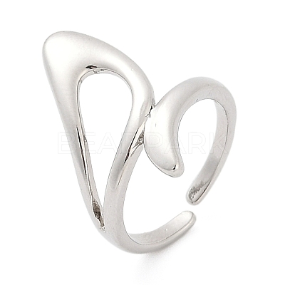 Hollow Triangle Brass Open Cuff Rings for Women RJEW-G343-13P-1