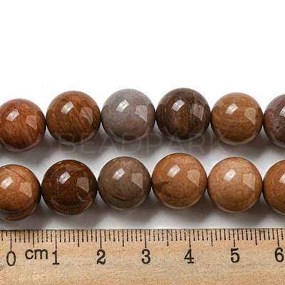 Natural Petrified Wood Round Bead Strands G-F266-08-12mm-1