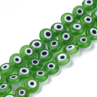 Handmade Evil Eye Lampwork Beads Strands X-LAMP-S191-02B-02-1
