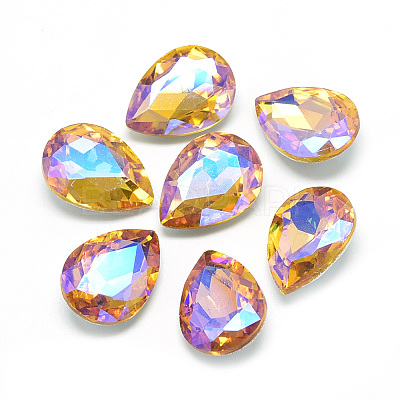 Pointed Back Glass Rhinestone Cabochons RGLA-T017-10x14mm-08-1