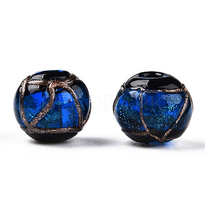 Handmade Gold Sand Lampwork Beads LAMP-T019-12mm-05-1
