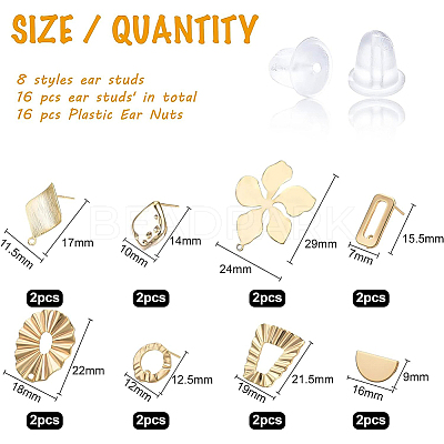 Brass Stud Earring Findings KK-BC0002-24-1
