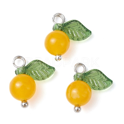 Natural Dyed White Jade Fruit Charms PALLOY-JF02431-01-1