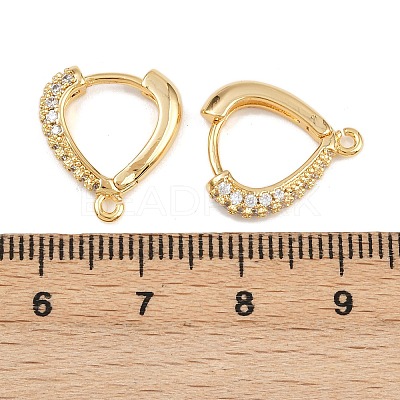Brass Micro Pave Clear Cubic Zirconia Hoop Earring Findings KK-A274-01G-1