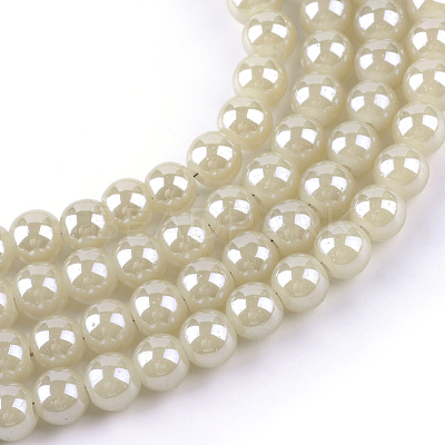 Electroplate Glass Beads Strands X-EGLA-Q062-6mm-E08-1