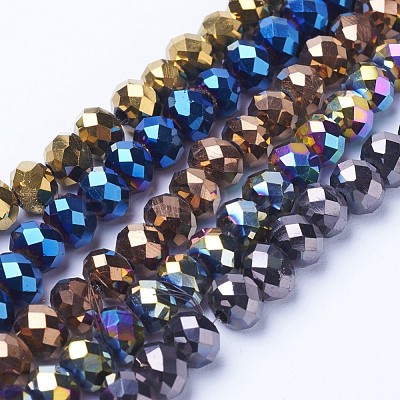 Electroplate Transparent Glass Beads Strands EGLA-A034-T6mm-UA-1