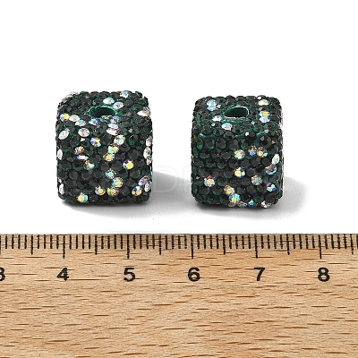 Cube Shape Polymer Clay Rhinestone Beads CLAY-NH0001-08I-1
