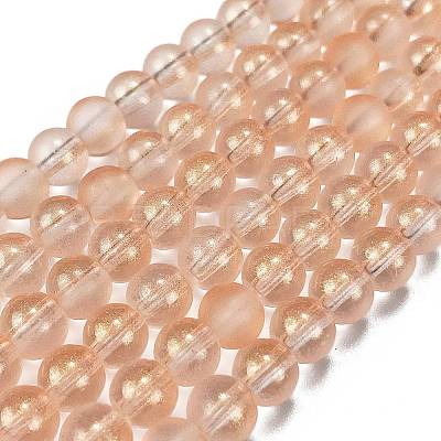Frosted Transparent Glass Bead Strands GLAA-P065-6mm-05-1