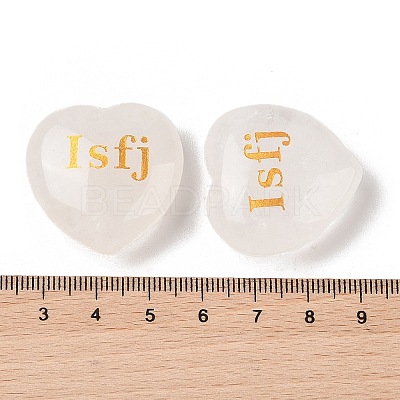 Natural Quartz Crystal Heart Engraving MBTI Figurines Statues for Home Office Desk Decorations G-K353-05G-1