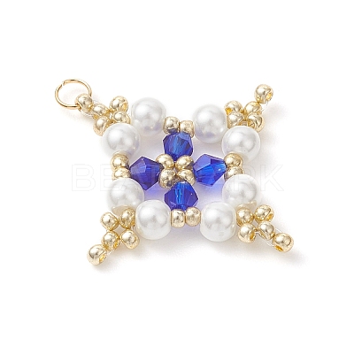 Glass Seed Beaded Star Pendants PALLOY-MZ01165-02-1